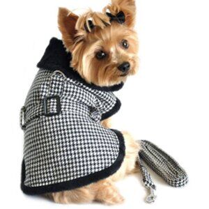 Classy Houndstooth Harness / Jacket with Matching Leash